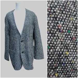 VTG COMME des GARCONS robe de chambre Black White Wool Jacket Speckled Japan XL